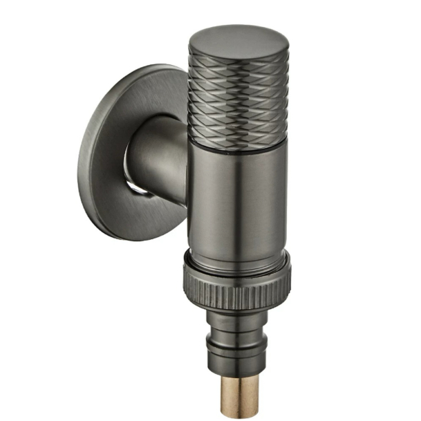 বন্দুক গ্রে Knurled হ্যান্ডেল জল স্টপ কোণ ভালভ